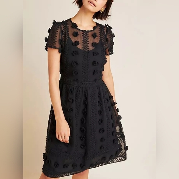 Sunday in Brooklyn Dresses & Skirts - Anthropologie Sunday in Brooklyn Black Floral Appliqué Mini Dress